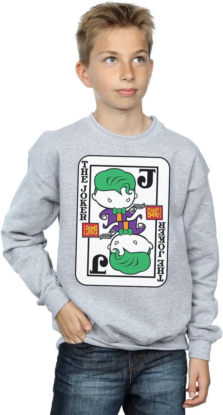 DC Comics Boys Chibi Joker Playing Card Sweatshirt 5-6 Years Sport Grey