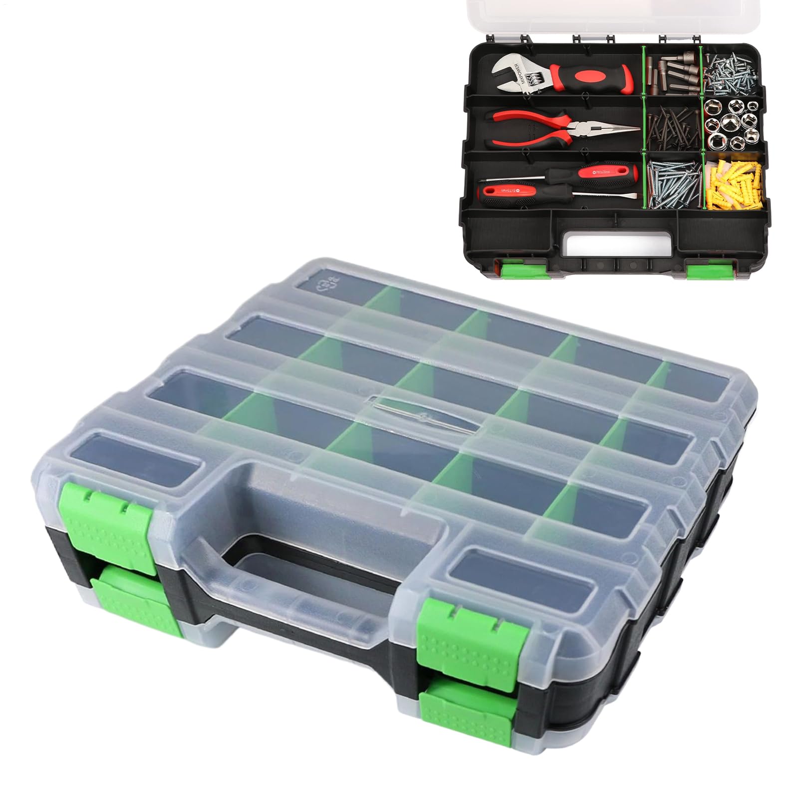 Organizer Do Skrzynek Na Narzędzia Dwustronny organizer z 34 przegródkami | Organizer Do Wierteł Śrub i Nakrętek Do Przechowywania Elementów Elektroniki Biżuterii Oraz Akcesoriów