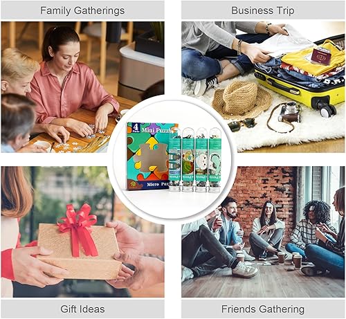 Miniatura 4 de Mini rompecabezas para adultos de 150 piezas (4 paquetes) rompecabezas pequeño desafiante micro rompecabezas difícil pequeño decoración del hogar