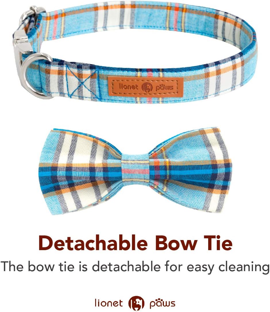 Lionet Paws Cotton Dog Collar with Bowtie, Durable Adjustable and Comfortable Collar for X-Small Dogs and Cats, Neck 20-30cm 3 71b JiAKE8L. AC SL1201