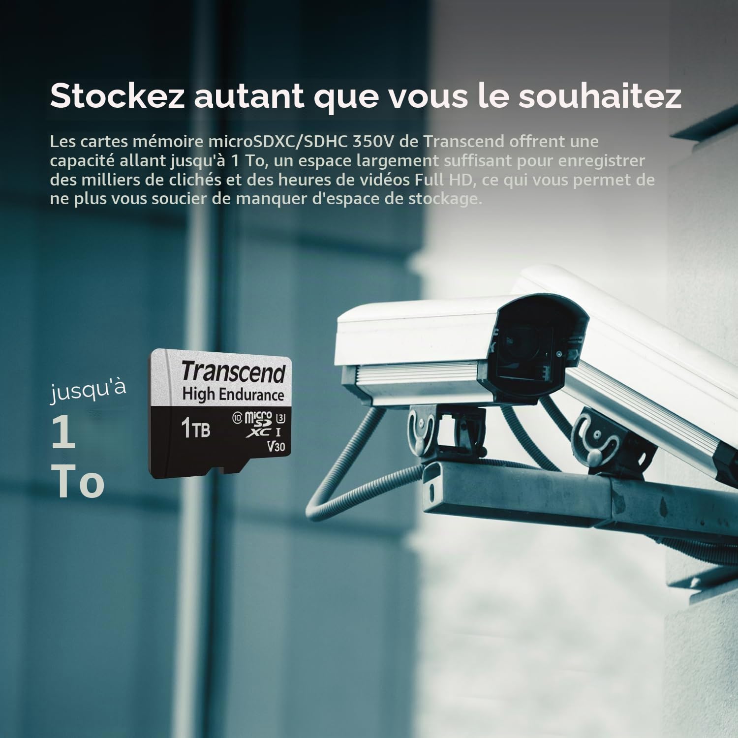 Transcend USD350V Carte mémoire microSDXC 128GB UHS-I, C10, U3, Full HD, jusqu'à 95/45 MB/s, idéale pour dashcams, caméras de sécurité et systèmes de surveillance - TS128GUSD350V