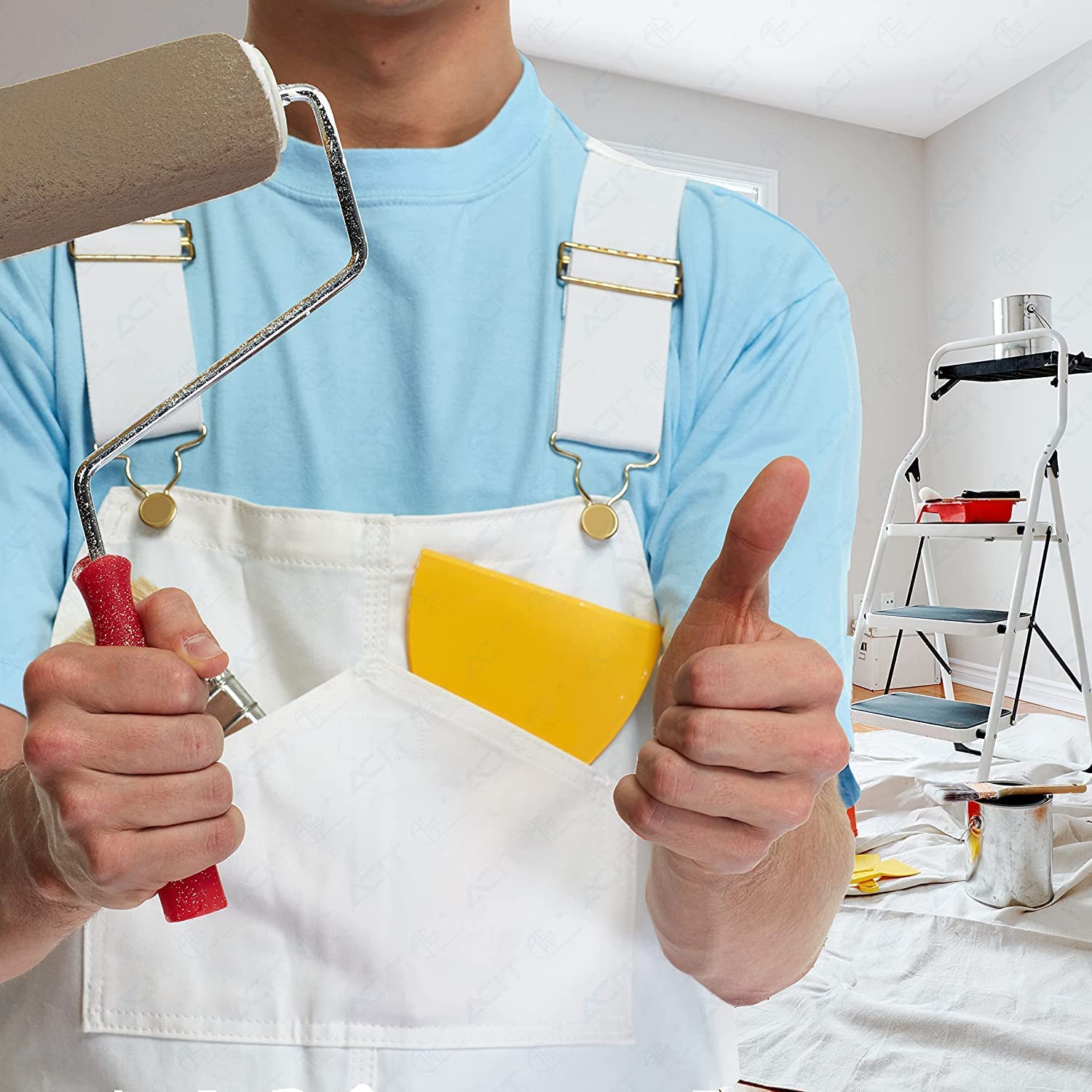 ACIT Kit 3 nastri mascheratura 19mm + 30mm + 50 mm, nastro adesivo in carta, nastro per mascheratura pittura e carrozzeria (Bianco (fino a 60C°))