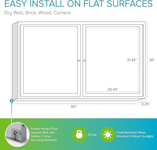 Vista 45 de Ghent Tablero de anuncios cerrado de goma reciclada de 2 puertas de 36 x 48 pulgadas, interiores, resiste roturas, con cerradura, marco de aluminio