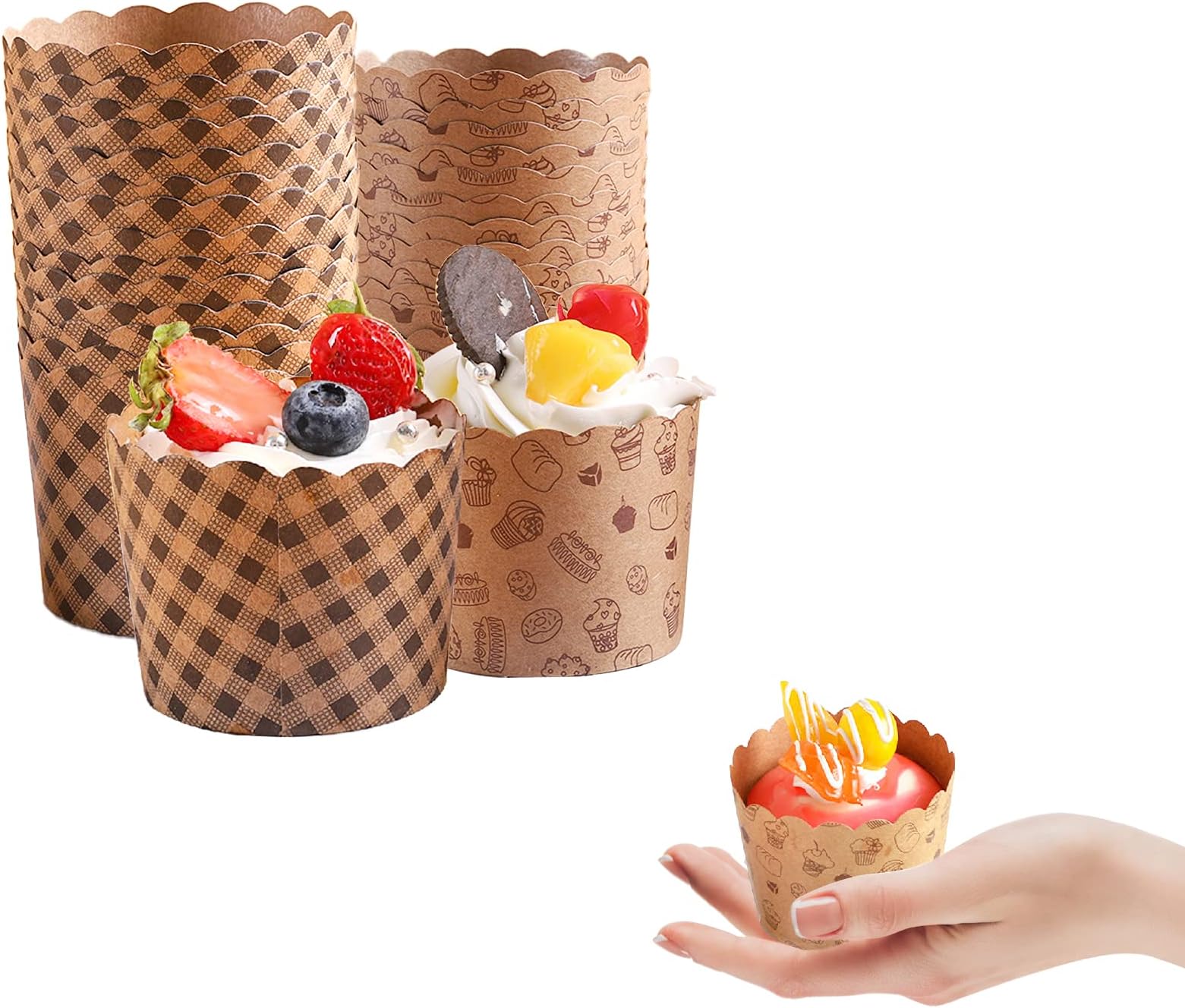 50 Pcs Paper Cupcake Liners Baking Cups, Holiday/Parties
