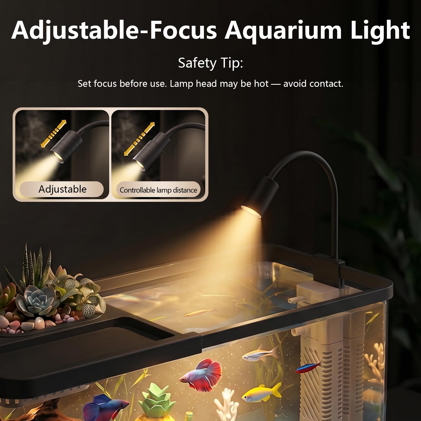 Kit de iniciación de acuario de pecera de 4 galones con filtro y luz, todo en uno, pequeño tanque de peces para Betta, niños y escritorio, nano acuario autolimpiante con tapa (negro mediano