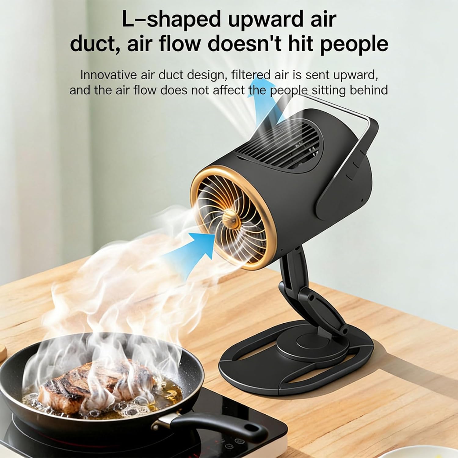 Portable Desktop Range Hood, 3-Speed Suction, Desktop Compact Range Hood, Double Layer Activated Carbon High-Absorption Cotton Replace Filter, Low Noise Kitchen Exhaust Fan (Rechargeable Type)