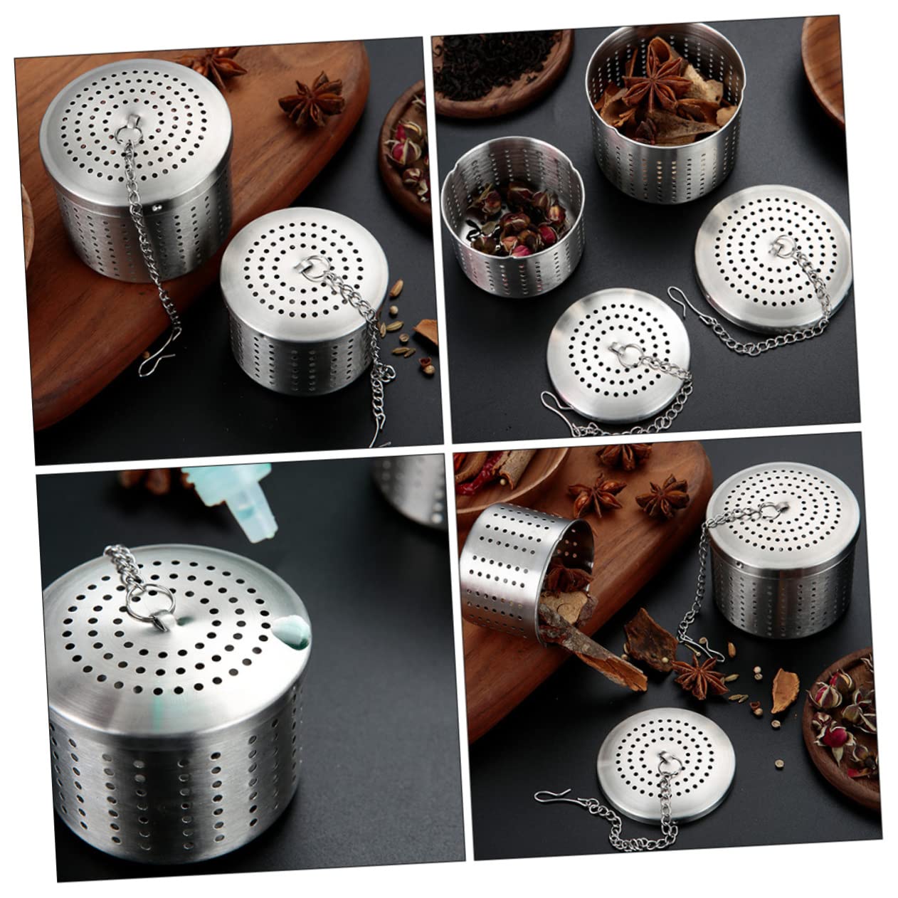 PRETYZOOM 3 Juegos Colador De Té De Acero Inoxidable Difusor De Té Infusor De Té Manejar Con Infusor Bol Filtro De Té Colgante Té De Hojas Sueltas Más Empinado Práctico Porta Té 2 Piezas * 3