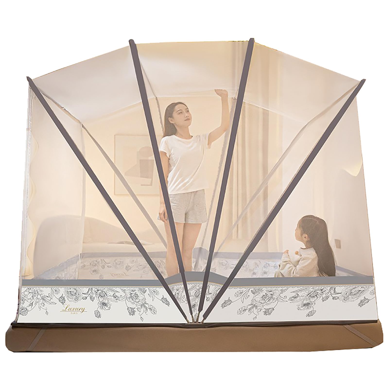 Zanzariera Portatile Pieghevole Letto Pop-up Zanzariera Calda e Traspirante Tenda Pop-up a Baldacchino per Full Queen King Size Campeggio e Famiglia Usati