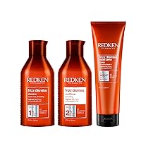 Vista 1 de Redken Frizz Dismiss Shampoo, Conditioner and Rebel Tame Treatment Set For Frizzy Hair - Smooths Hair and Manages Frizz