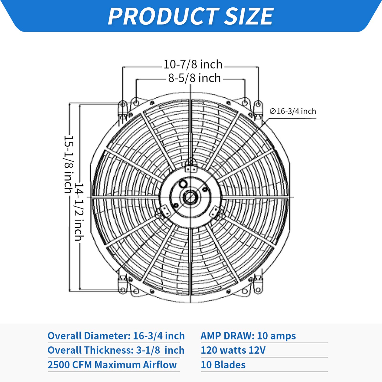 Universal High Performance Reversible 16 Inch Electric Engine Radiator