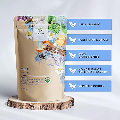 Miniatura 4 de Gardenika Té orgánico de hojas sueltas con flores de manzanilla, hojas sin cafeína a base de hierbas, mezcla ayurvédica de salud y bienestar -