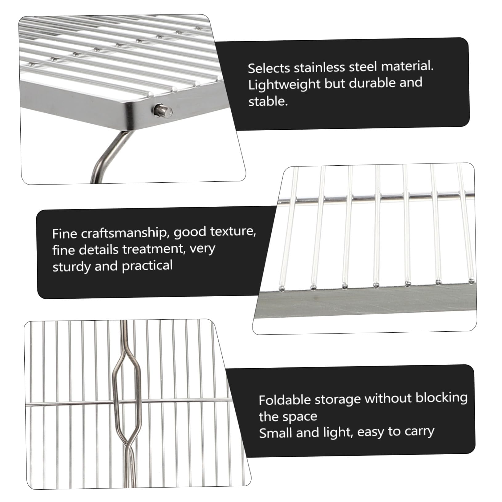 Parrilla Portátil Plegable para Fogatas de Acero Inoxidable