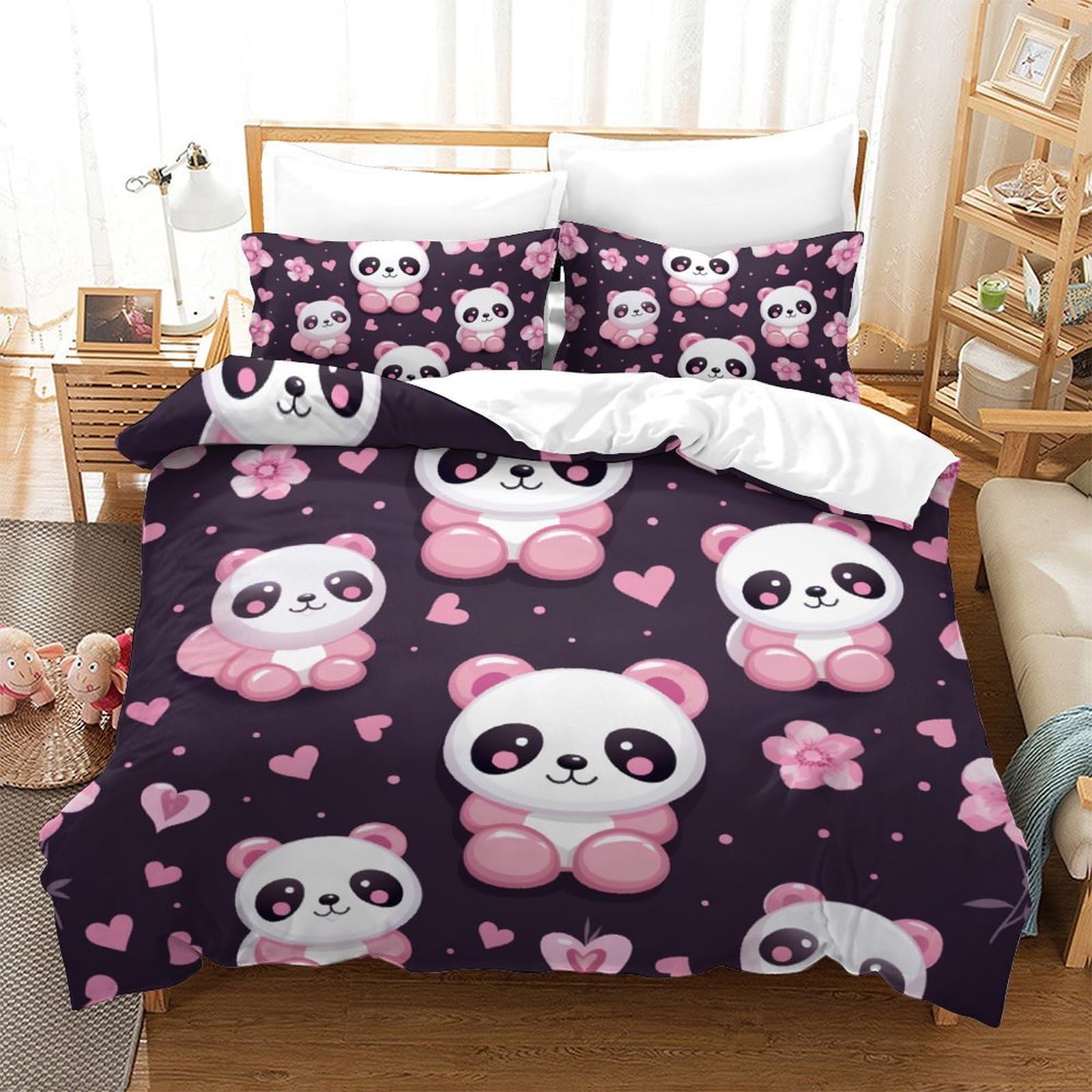 Parure de lit 3 pièces ours 3D 200x200 pour chambre d'enfant douce