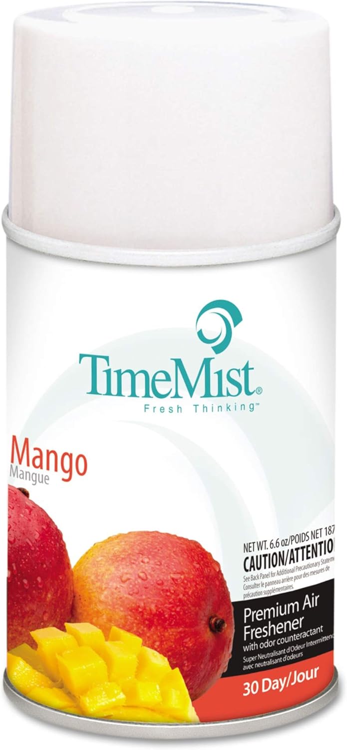 TimeMist Premium Metered Air Freshener Refills - Mango Scent - 7.1 oz (Case of 12) - 1042810 - Lasts Up To 30 Days and Neutralizes Tough Unwanted Odors