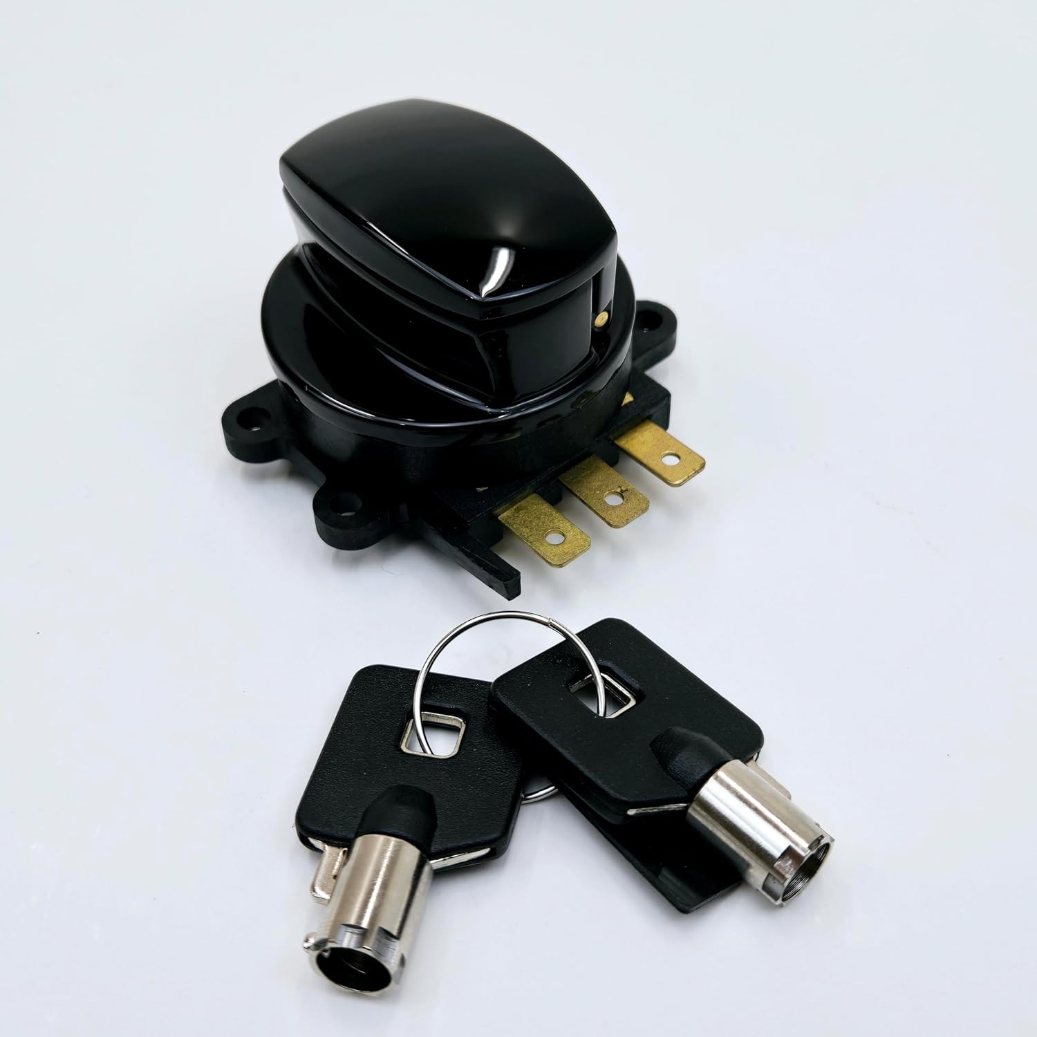 Gloss Black Replacement Ignition Switch with Cover & 2 Round Tamper-Resistant Keys for 1996-2010 Harley Softail, 1993-2011 Dyna Wide Glide FXDWG & 1996/2013 Road King FLHR Replaces HD# 71313-96A