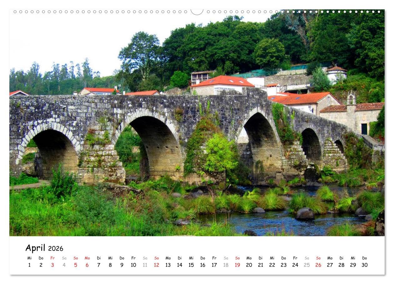 Jakobsweg - Camino Finisterre (hochwertiger Premium Wandkalender 2026 DIN A2 quer), Kunstdruck in Hochglanz: Pilgerweg von Santiago de Compostela nach Finisterre (CALVENDO Natur)