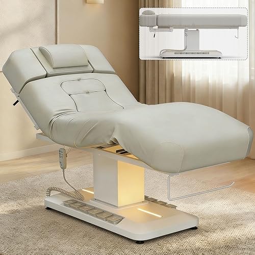 Icoget Electric Massage Table for Pregnancy & Maternity, Multi-Function Esthetician Facial Bed with Ambient Lighting, Spa Treatment Therapy Bed with Face Cradle & Armrest