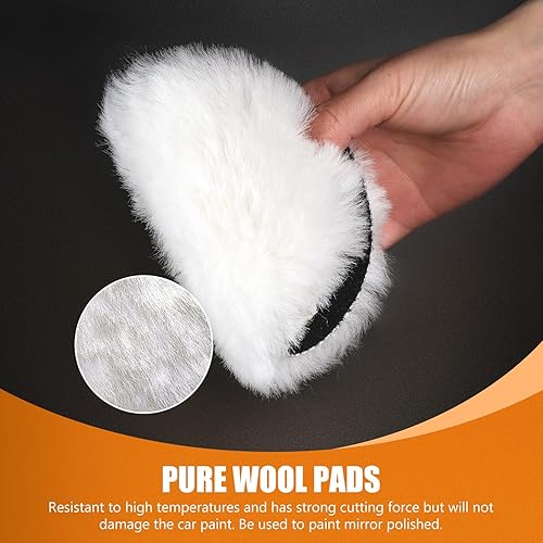 Miniatura 12 de POLIWELL Kit de almohadillas de 6 pulgadas para pulir y abrillantar automóviles, esponjas con forma de gorra de lana para el hogar, taladro