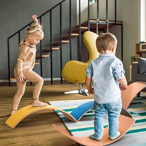 Miniatura 2 de Tabla de equilibrio de madera para niños, tabla de oscilación natural de 37 pulgadas, juguetes de madera para niños pequeños y adultos, regalos de
