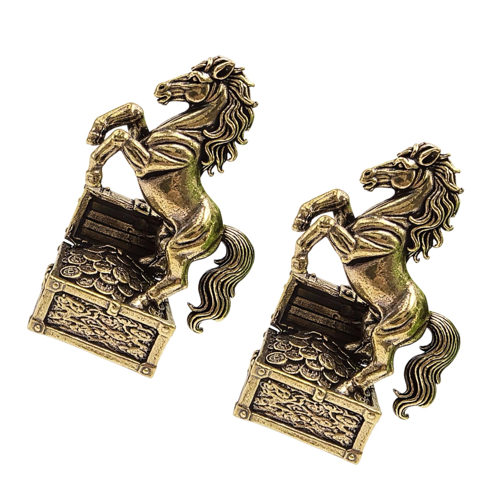 Tsophreniq Chinese Metal Horse Sculpture with Treasure Box Perfect Feng Shui Metal Horse with Treasure Box Sculpture Representing Chinese Zodiacs Sign
