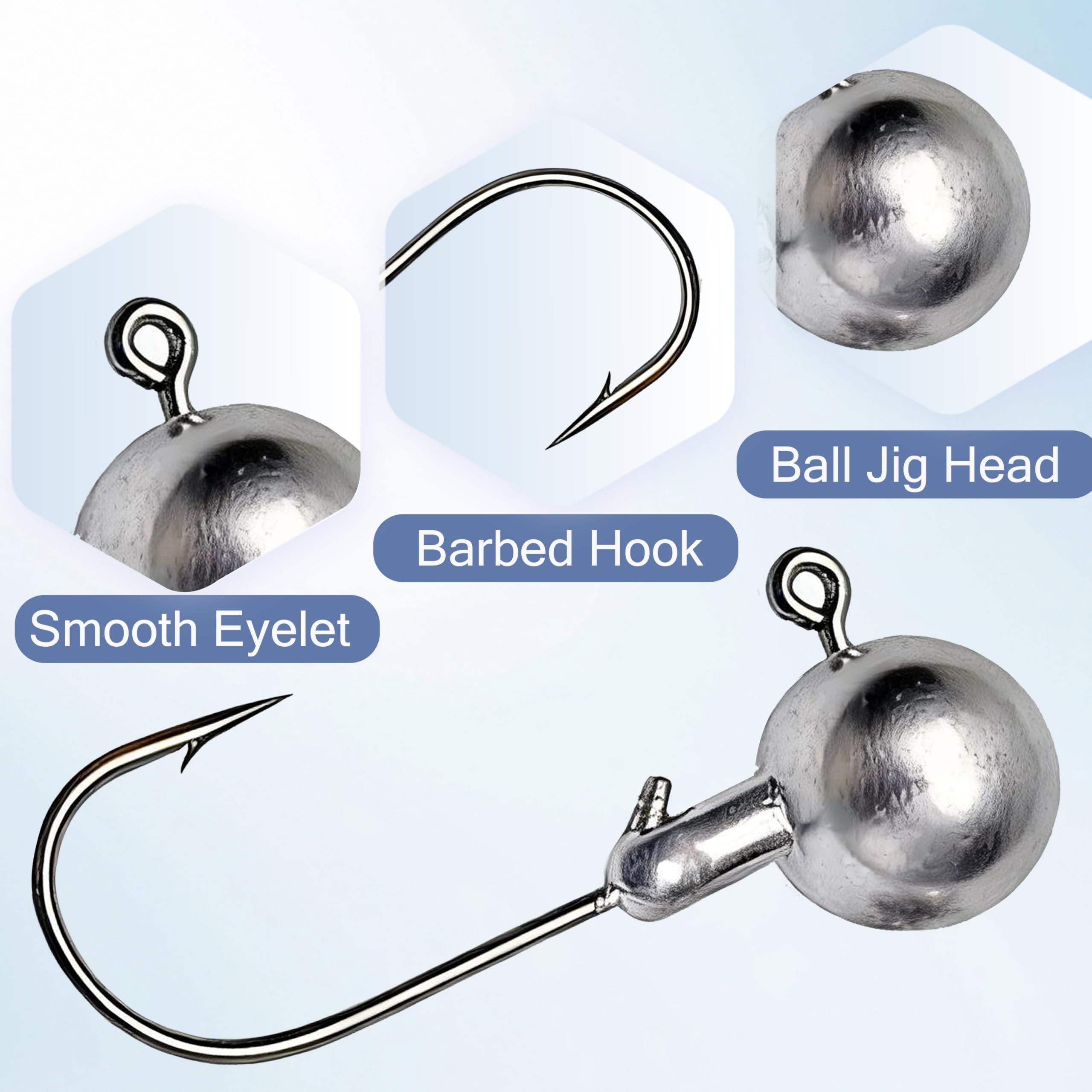 Round Lead Jig Head Hooks for Freshwater & Saltwater Fishing with Fishing Box 1/32 1/16 1/8 1/4 1/2oz : Sports & Outdoors