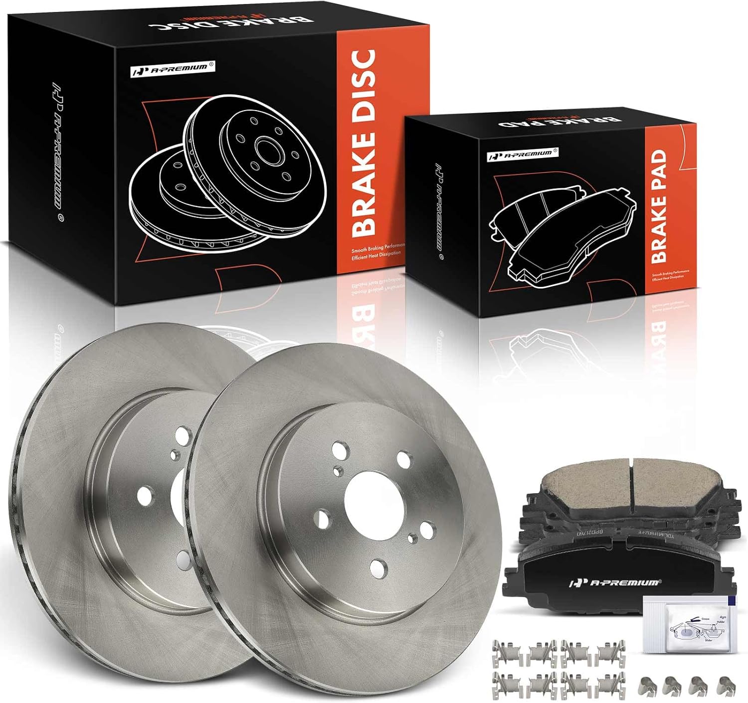 A-Premium 11.14 inch (283.1mm) Front Vented Disc Brake Rotors + Ceramic Pads Kit Compatible with Select Toyota Models - Corolla 2019-2022, Prius Prime 2020-2022, 6-PC Set