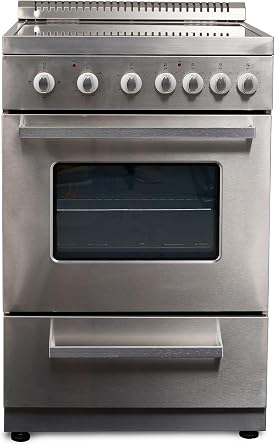 Premium Levella PRE2026GS 20" Smooth Top Electric Range with 4 Burners and 2.1 Cu. Ft. Single Oven - Stainless