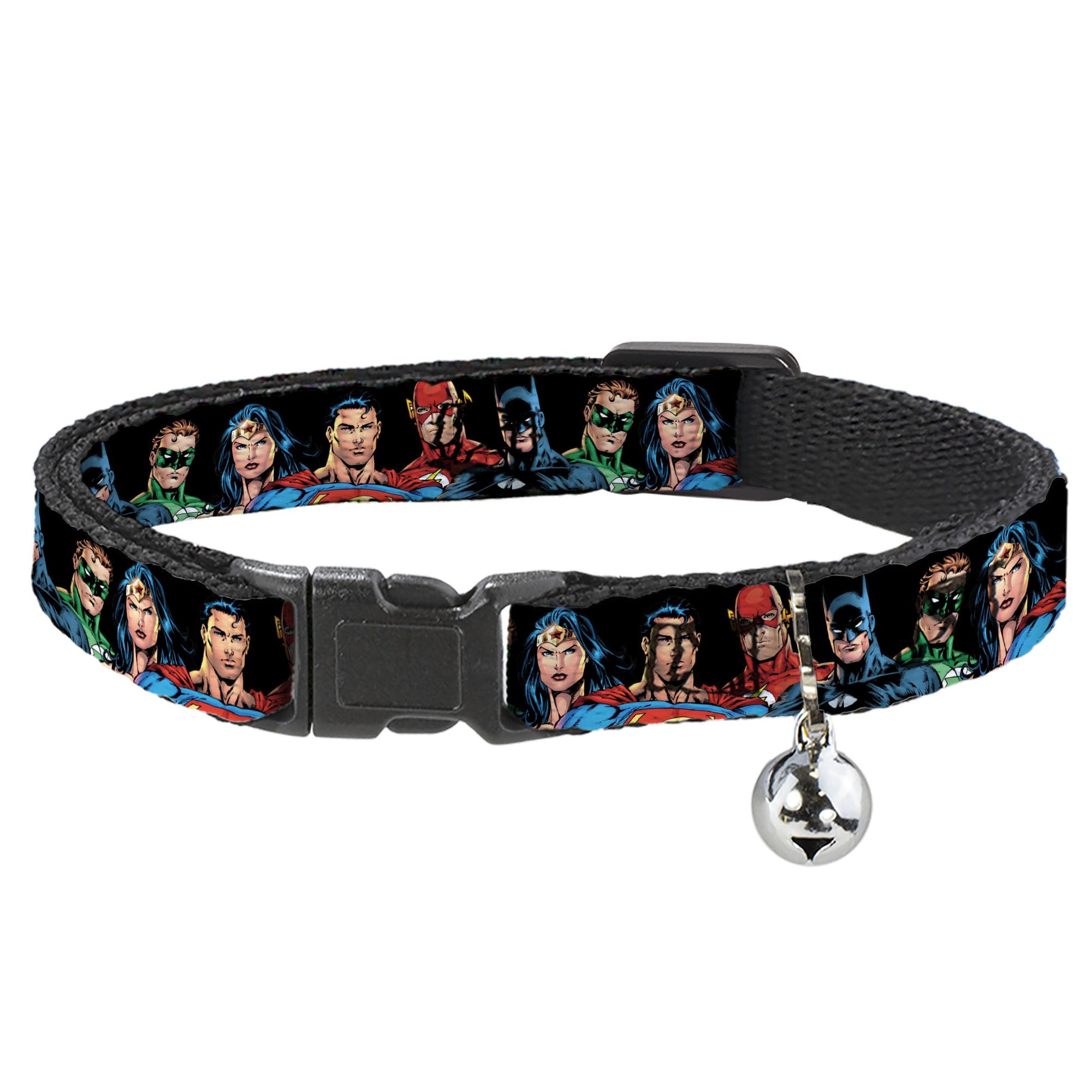 Collar de gato Liga de la Justicia Buckle-Down de nailon ajustable de 8 a 12 pulgadas