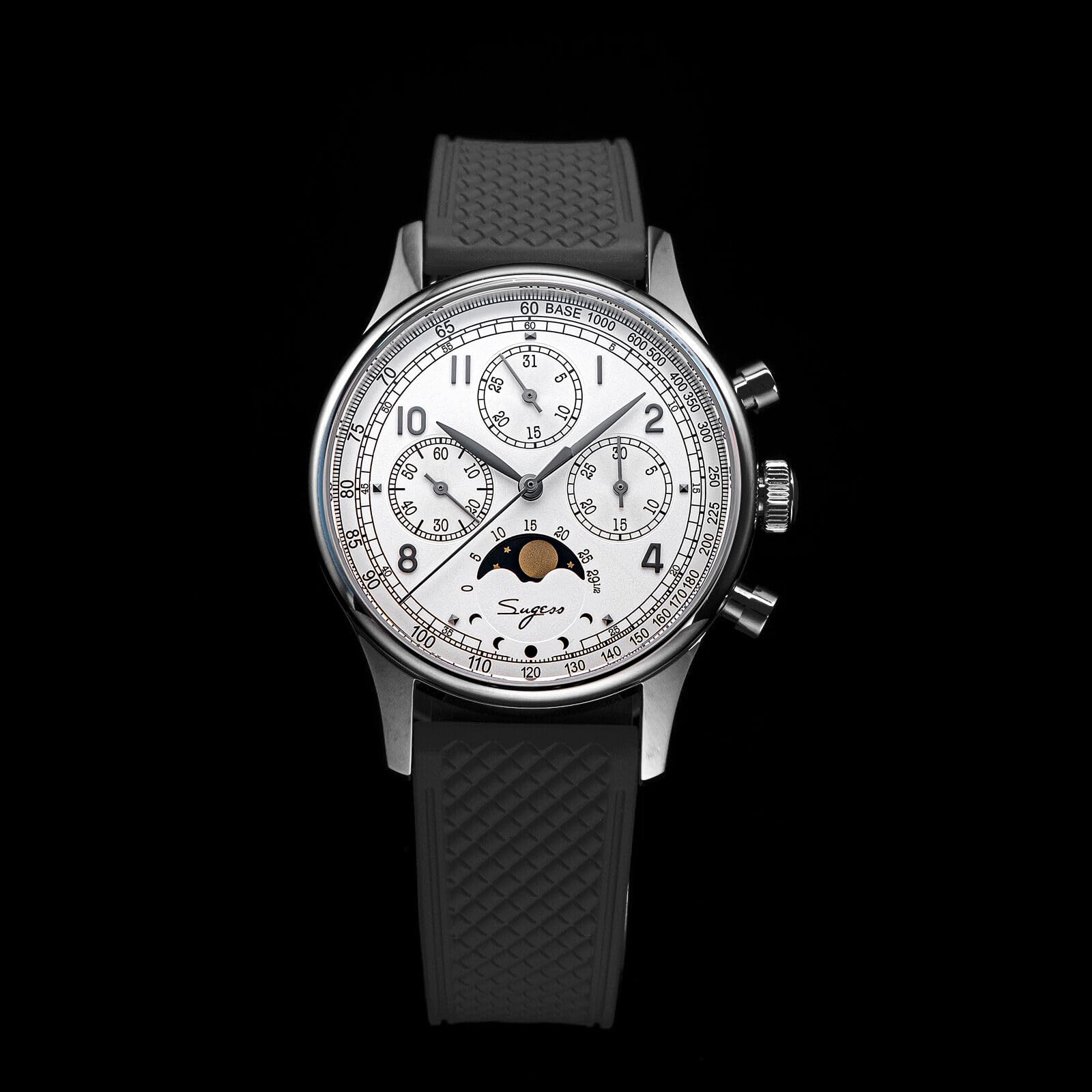 S389-2.01.FK MoonPhase Master Gold Schwanenhals Version Möwe ST1908 Uhrwerk Saphirglas Herren Chronograph Mechanische Herrenuhr 1963 Silber, Silber, Armband