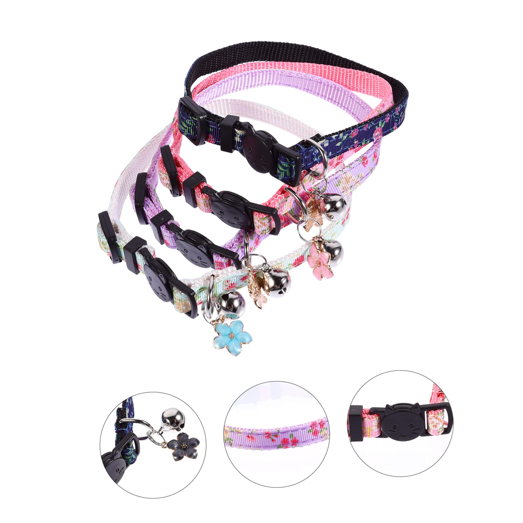 Kisangel 12 Piezas Collar de Gato Cat Collar decoración Floral callar de Perro Ajustable capacitación Collar de Mascota Lazos para Mascotas Gato Mascota Cuello Cadena de Mascotas Nylon