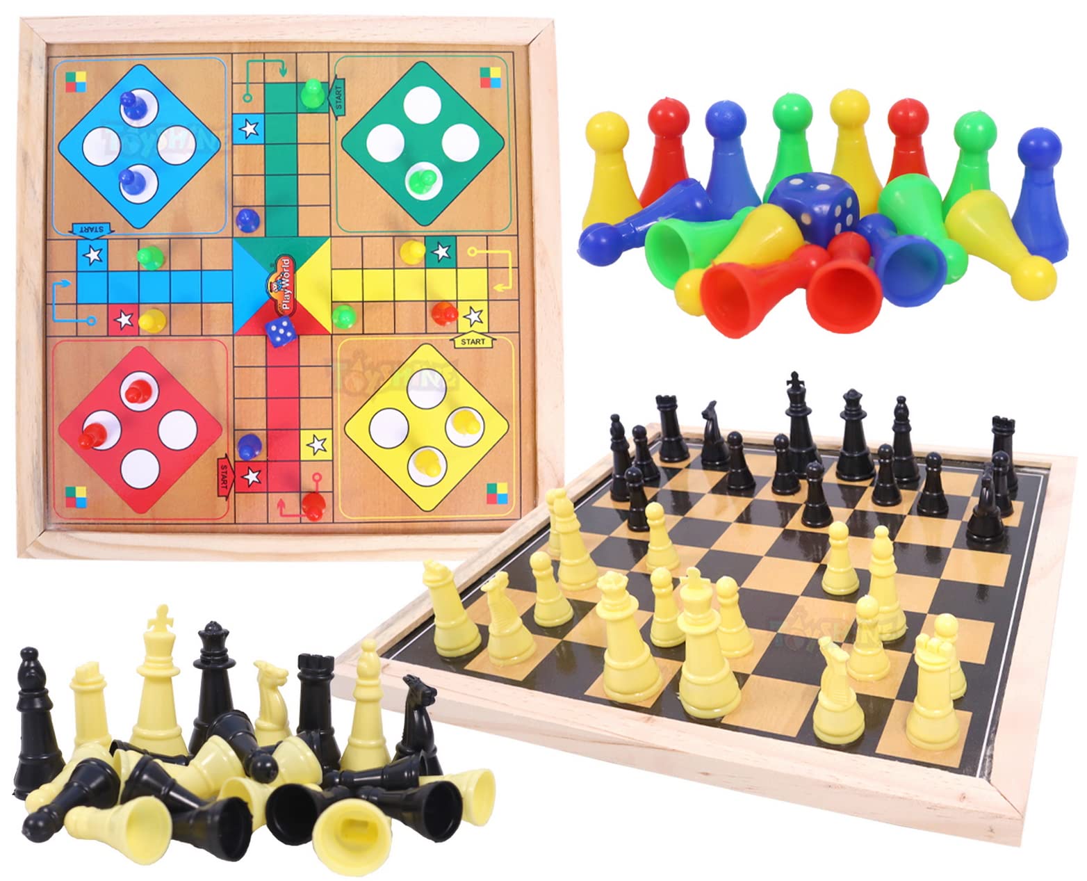 Toyshine 2 in 1 Wooden Chess and Ludo Board Game I Best Classic Board Game Set for Kids, Adults, Family & Friends I Pine Wood Educational Travel Ludo Chess (B09RP5GJP9) Amazon Price History, Amazon Price Tracker