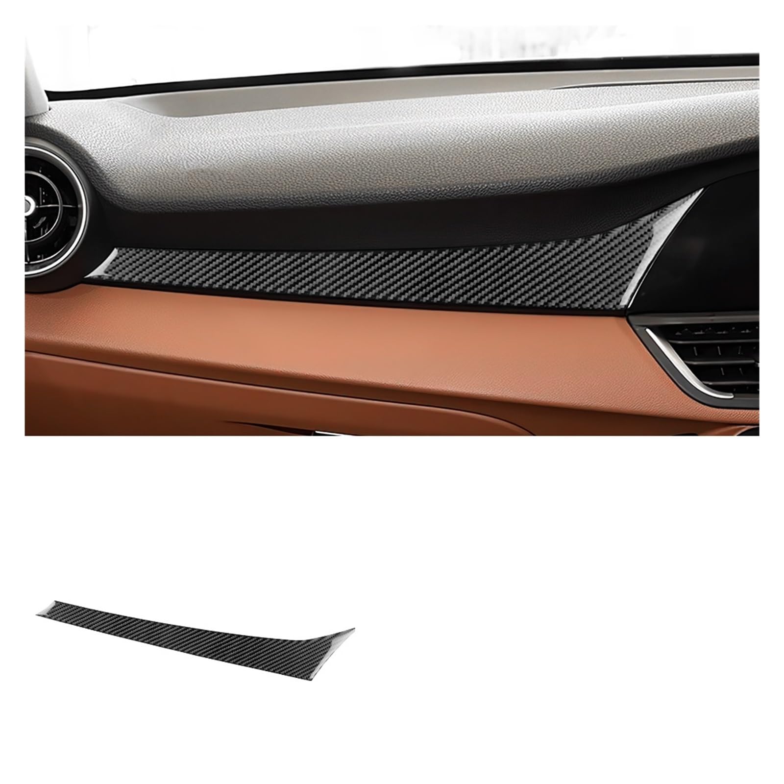Car Interior Trim Accessories for Alfa for Romeo for Giulia 15-25 Car Center Console Dashboard Co-Pilot Panel Trim Stickers(RHD Black)