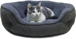 Small Dog Bed for Small Dogs, Cat Beds for Indoor Cats, Cute Round Dog Bed, Washable with Anti-Slip & Water-Resistant Bottom, Super Soft Pet Bed, Luxury Durable Puppy Bed Kitten Bed, Gray