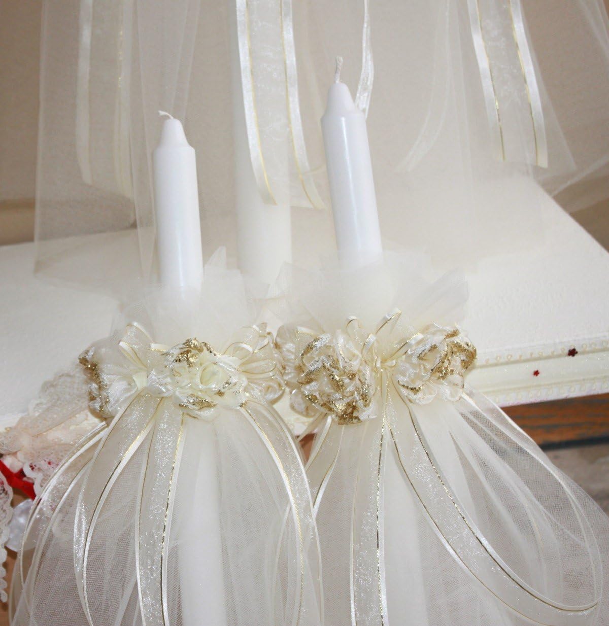 Religious Greek Orthodox Candles - Lambatha/Lambada Candles Set of 3