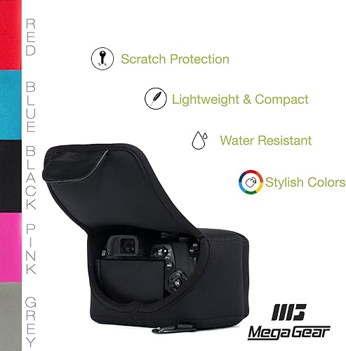 Miniatura 6 de MegaGear Funda de neopreno ultraligera para cámara, con mosquetón, compatible con Sony Cyber-Shot DSC-RX10 IV, DSC-RX10 III - Negro - MG755