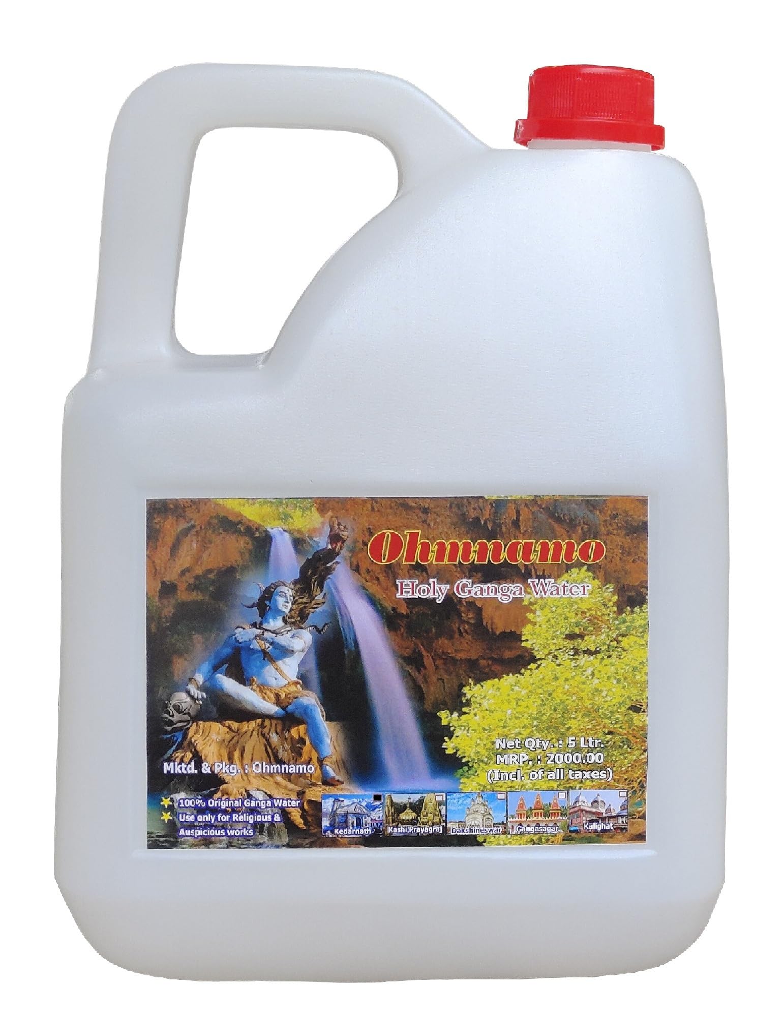 OhmnamoOhmnamo Kedarnath 5 Litre Gangajal for Puja(unfiltered) | Hand Collected [Model: Ked_5_Hindj]