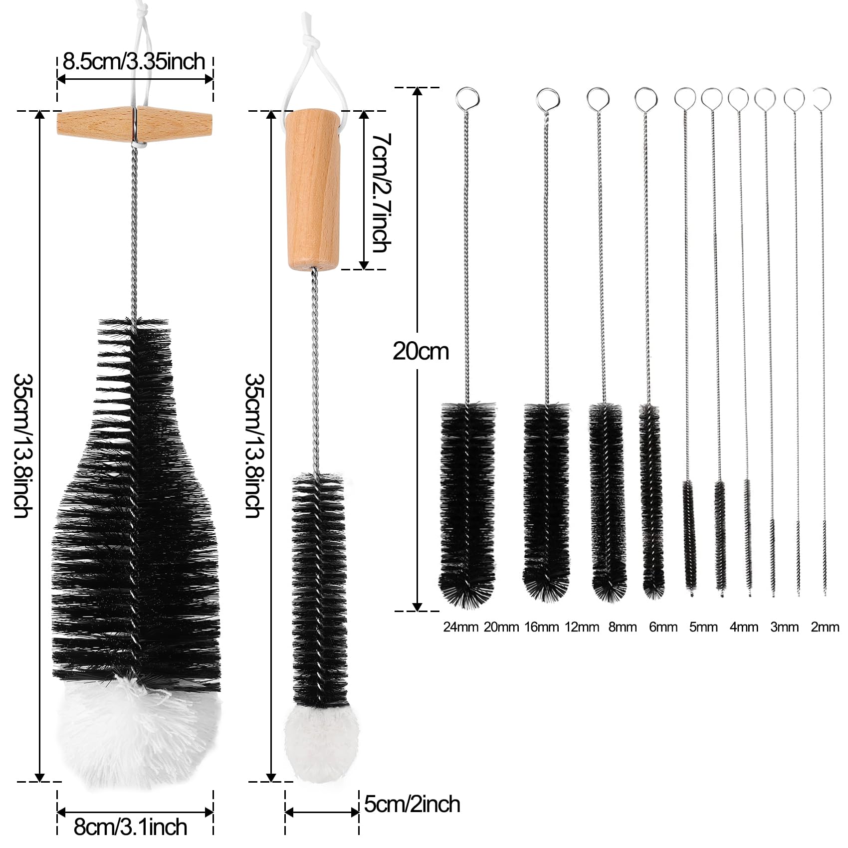Set 5 Scovolini Per Bottiglie | Per SodaStream, Biberon E Bottiglie Strette | Nylon E Acciaio | Nero - Foto 7