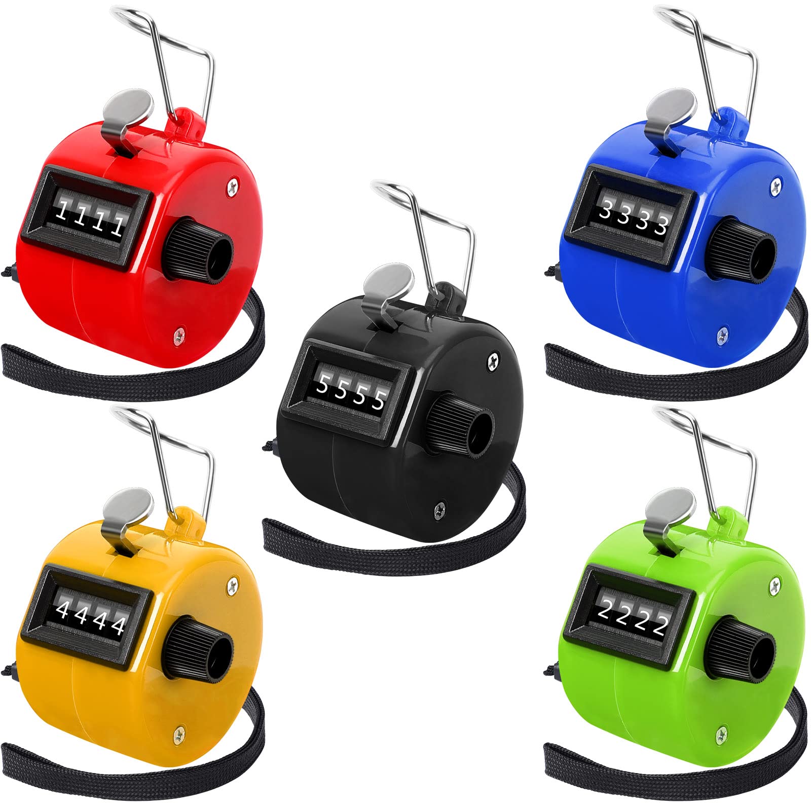 PETKNOWS Handheld Mechanical Counter Clicker, 5 Pcs 4-Digital Number Tally Click Counter for School Event Golf Sports Office Stadium