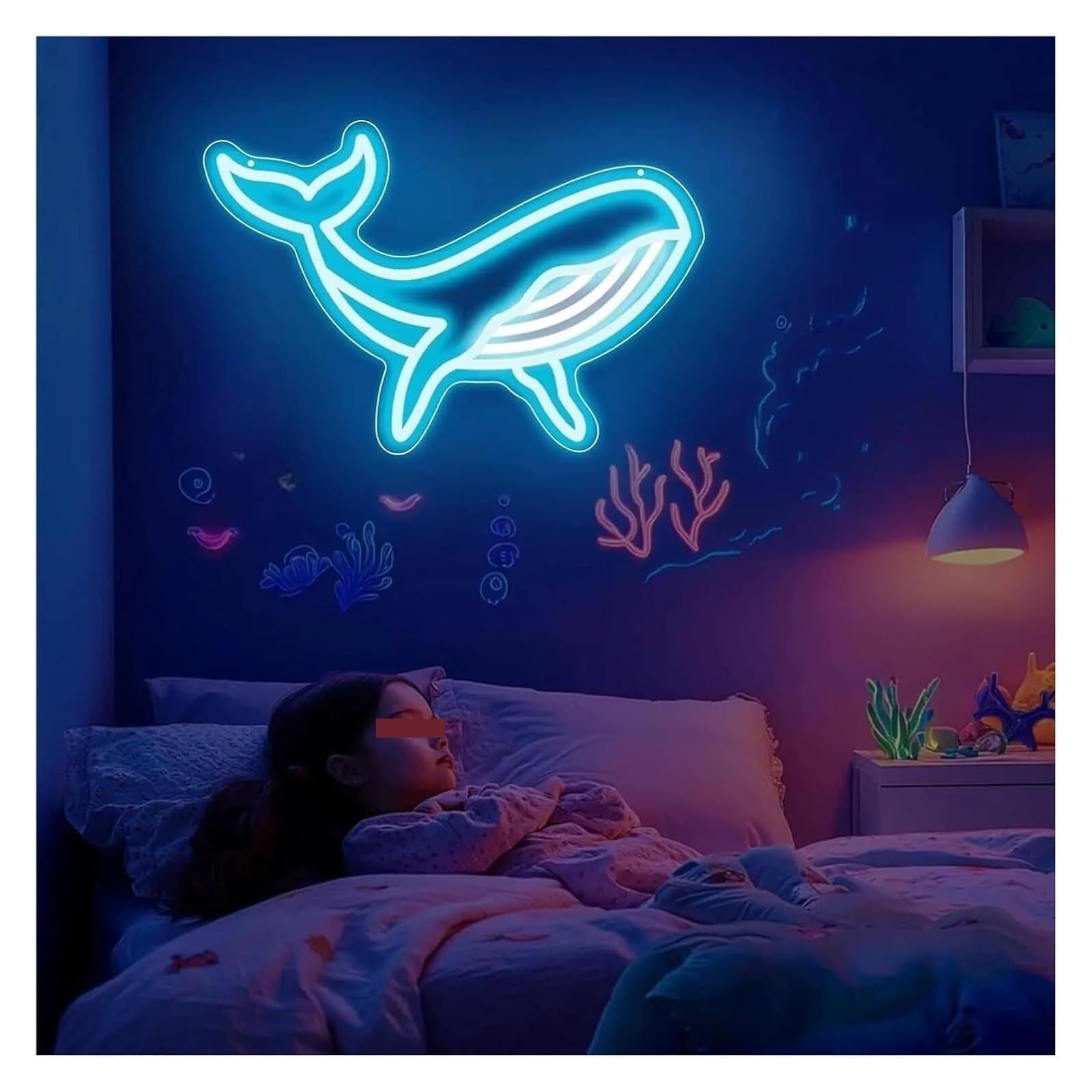 Decoración con luces de neón Letreros de neón decorativos con lindas luces ballena para el dormitorio