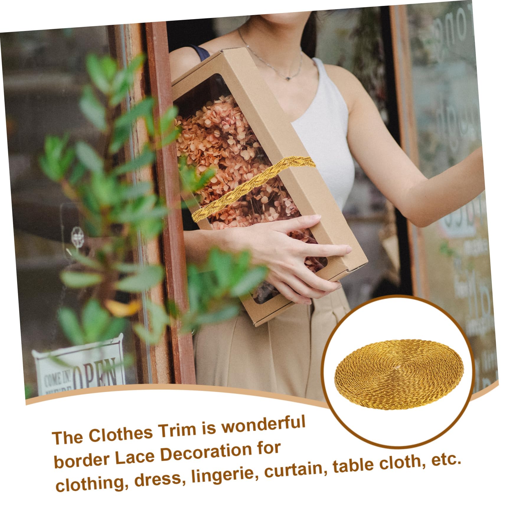 5 Piezas Ribete Trenzado Dorado para Decoración de Ropa y Cortinas Cinta Decorativa Elegante para Manualidades Diy Bordado Ornamental Versátil
