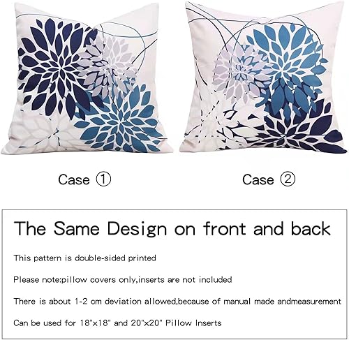 Miniatura 2 de Pyonic Juego de 2 fundas de almohada para exteriores, impermeables, de 18 x 18 pulgadas, diseño geométrico de flores, para patio, jardín, balcón,