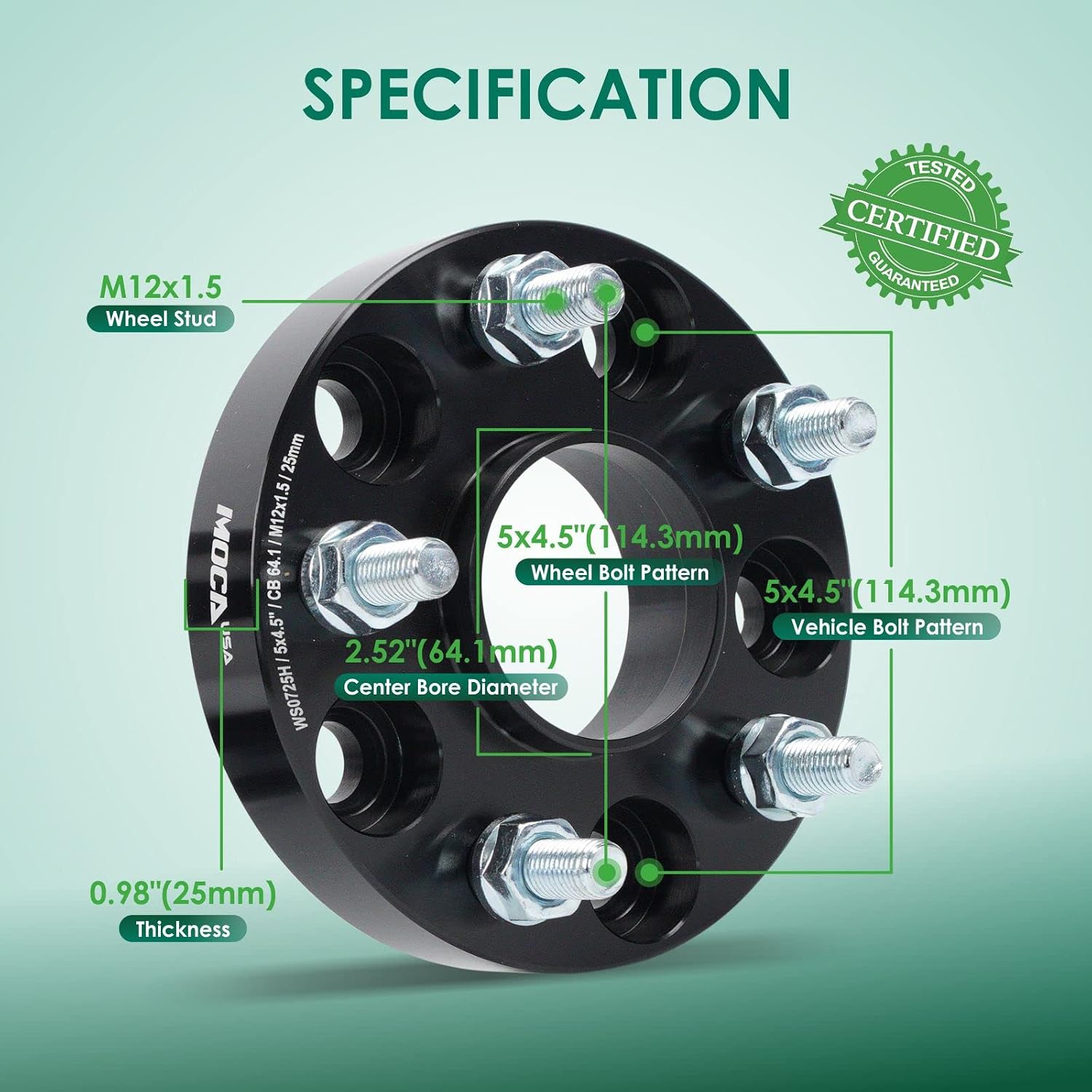 MOCA 2PCS 25mm Wheel Spacers 5x114.3mm Bolt Pattern 64.1mm Hub fit 1995-2022 for Honda CR-V/Accord/Civic/BR-V/HR-V/CR-Z/Element/Odyssey/Pilot, 1996-2022 for Acura RDX/ILX/TLX/TSX/MDX/RL/RSX/TL/CL/CSX