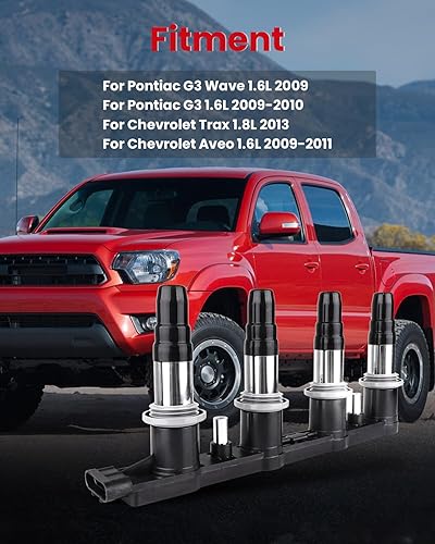 Miniatura 4 de cciyu Paquete de 1 bobina de encendido para Chevrolet Pontiac 2007 2008 2009 2010 2011 2012 2013 2014 2015 Aveo 5 G3 Cruze Sonic L4 1.6L 1.8L