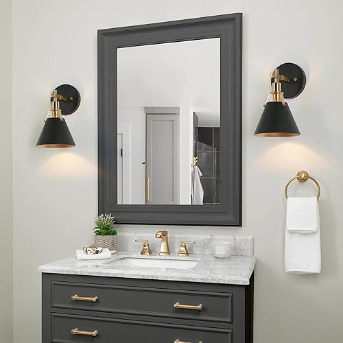 Miniatura 3 de KSANA Apliques de pared negros, modernas luces de pared doradas de granja para dormitorio, sala de estar, pasillo