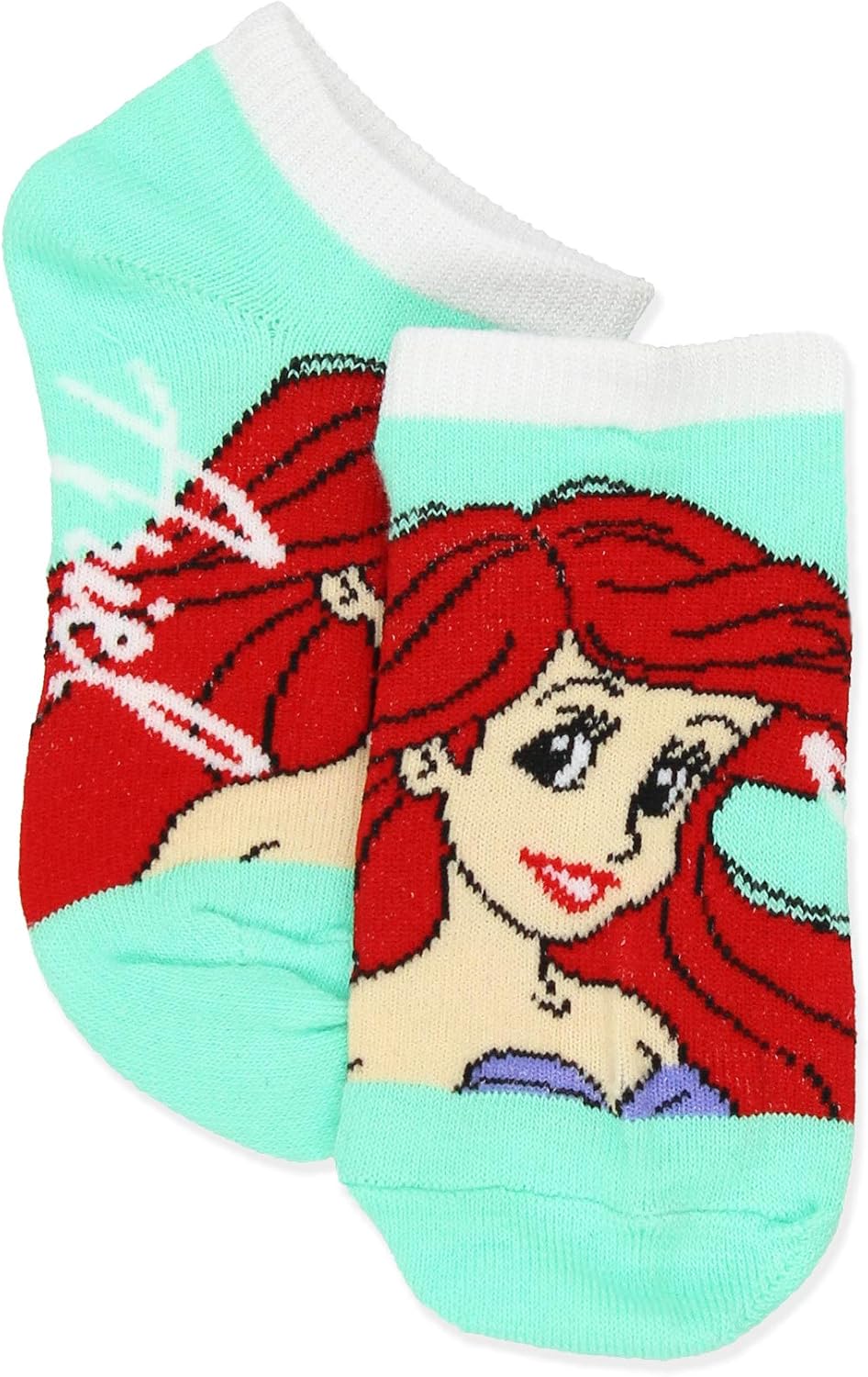 Disney Princess Girls 6 pack Socks Set Large Princess Names No Show