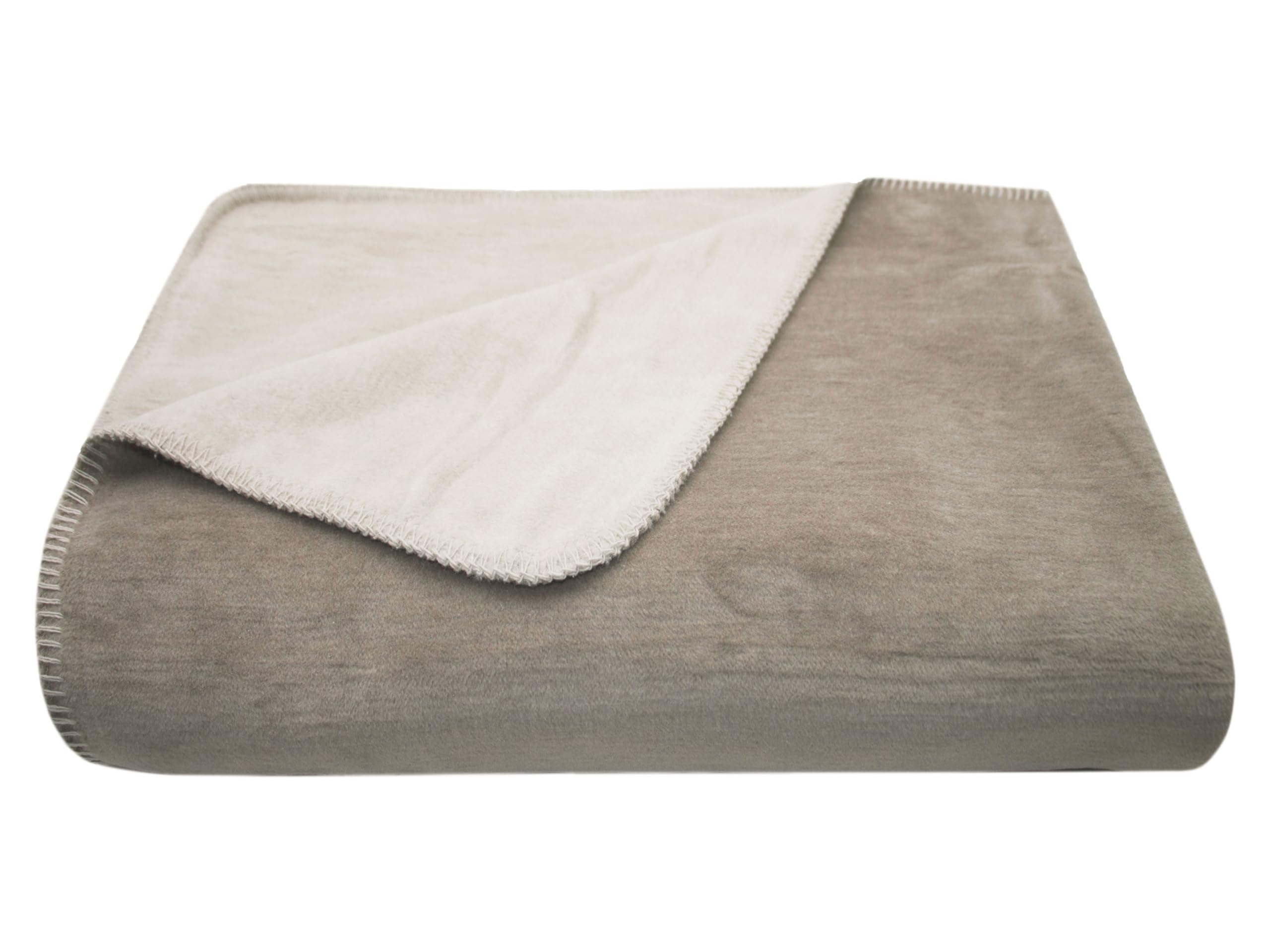 ZOLLNER Manta Grande para Cama y sofá, 220x240 cm, 420 g/m², Beige Gris