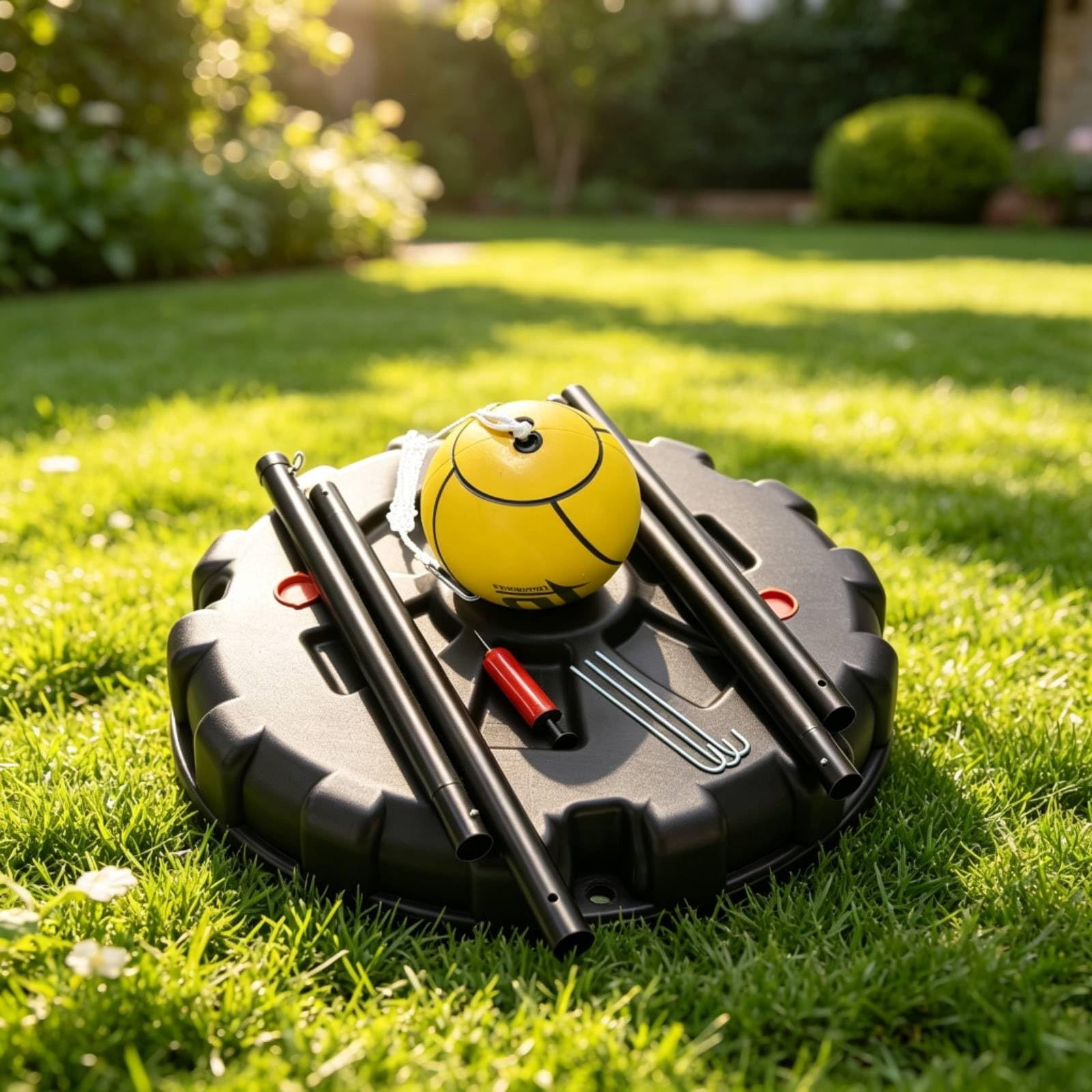 Amagogo Outdoor Ball Kit Attività Motoria Base Circolare Palo Tubo in Acciaio Cordino Palla in Gomma Struttura Leggera Adatto a Adulti Bambini Sport Allenamenti Giardino Parco