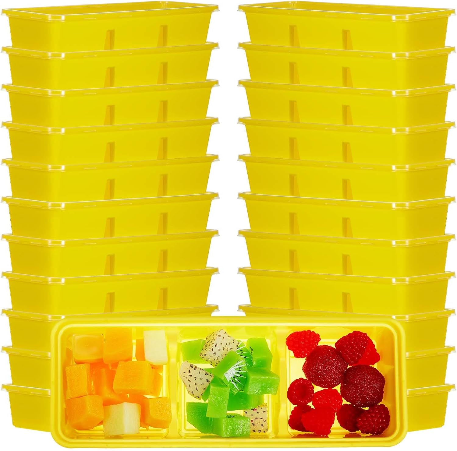 Hushee 50 Pack 17 oz Small Meal Prep Containers with 3 Compartments Snack Containers with Lid Disposable Plastic Bento Box Travel Lunch Food Boxes Stackable for Office Picnic (Clear)