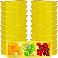 Vista 10 de Hushee Paquete de 5 recipientes pequeños de 17 onzas con 3 compartimentos para aperitivos con tapa, caja Bento de plástico desechable, cajas de Negro