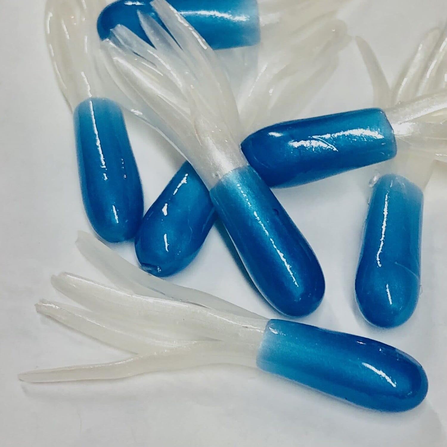 50 Crappie JIG Tubes Blue/White
